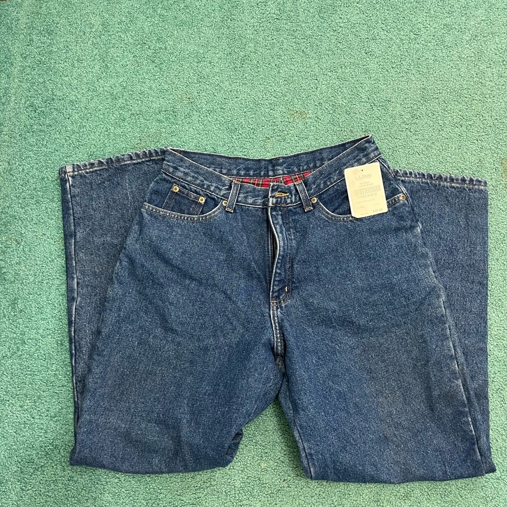 L.L. Bean Flannel Lined Relaxed Fit Blue Jeans